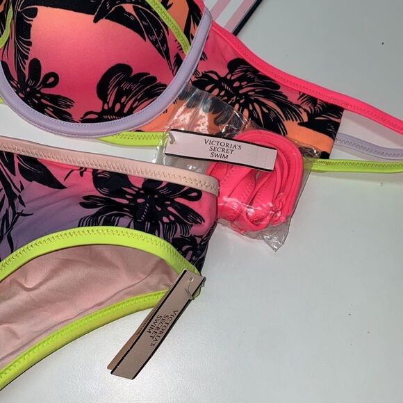 🔥VICTORIA SECRET SWIMSUIT 2 pc top 34B push-up bottom medium  New #7 - Picture 3 of 8